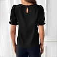 thumbnail image 4 of Besolor Tuniques d'Été pour Femmes à Col Rond, Volants, Manches Courtes, Chemises Décontractées Unies, T-Shirts pour Sorties, 4 of 4