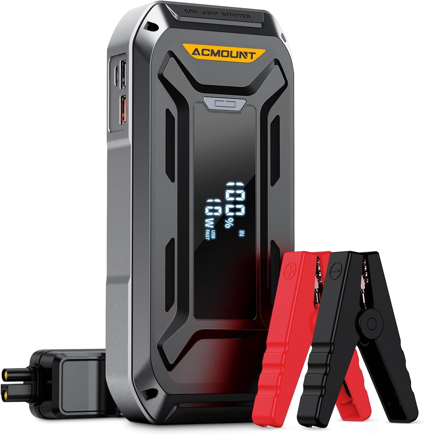 Acmount 5000A Car Jump Starter, 26800mAh Jump Starter Battery Pack with Dual USB Ports, Black