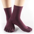 thumbnail image 3 of serony 1Pair Comfy Five Toe Socks Cotton High Crew Sock Athletic Solid Socks Purple, 3 of 5
