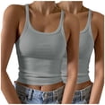 thumbnail image 1 of Timegard Camisoles 2 Pcs pour Femmes Col Rond Côtelé Sans Manches Ajusté Court Haut Décontracté Sortie Camis, 1 of 6