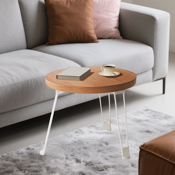 RKSTN Wooden Small Round Tables Small Table Foldable Sofa Side Table Mobile Small Round Table Small Household Dining Table Outdoor Household
