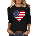 thumbnail image 3 of Jinhomg Chemises d'Été pour Femmes 2025 T-Shirts à Manches 3/4 du 4 Juillet Décontractés à Col Rond Tuniques Graphiques American Flag Hauts Tenues de Défilé de Vacances de Rue Noir m, 3 of 5