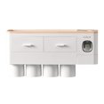 thumbnail image 1 of GUOOL Multifunctional Wall-Mounted Toothbrush Holder, Automatic Toothpaste Dispenser 4 cup pink, 1 of 9
