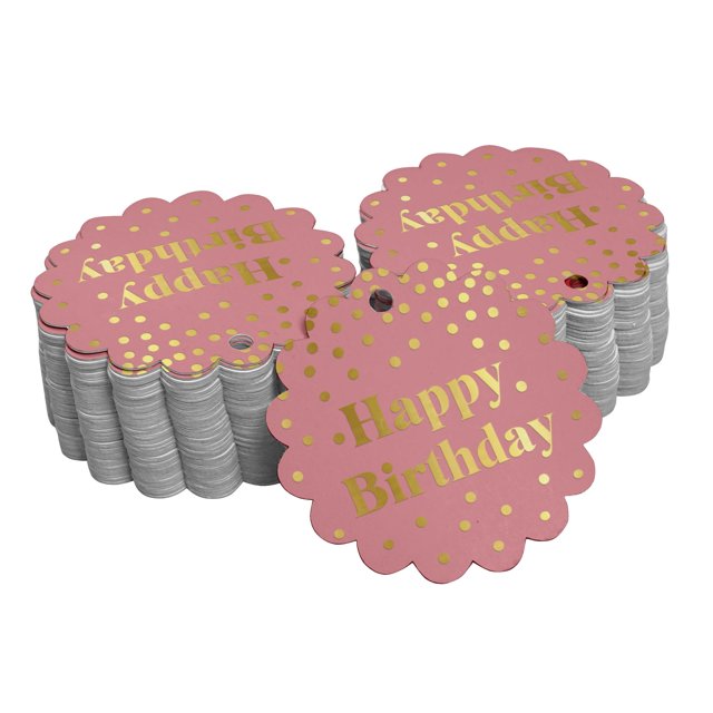 Inkdotpot Gold Foil Paper Hang Tags Happy Birthday Favor Tags 100 Pieces