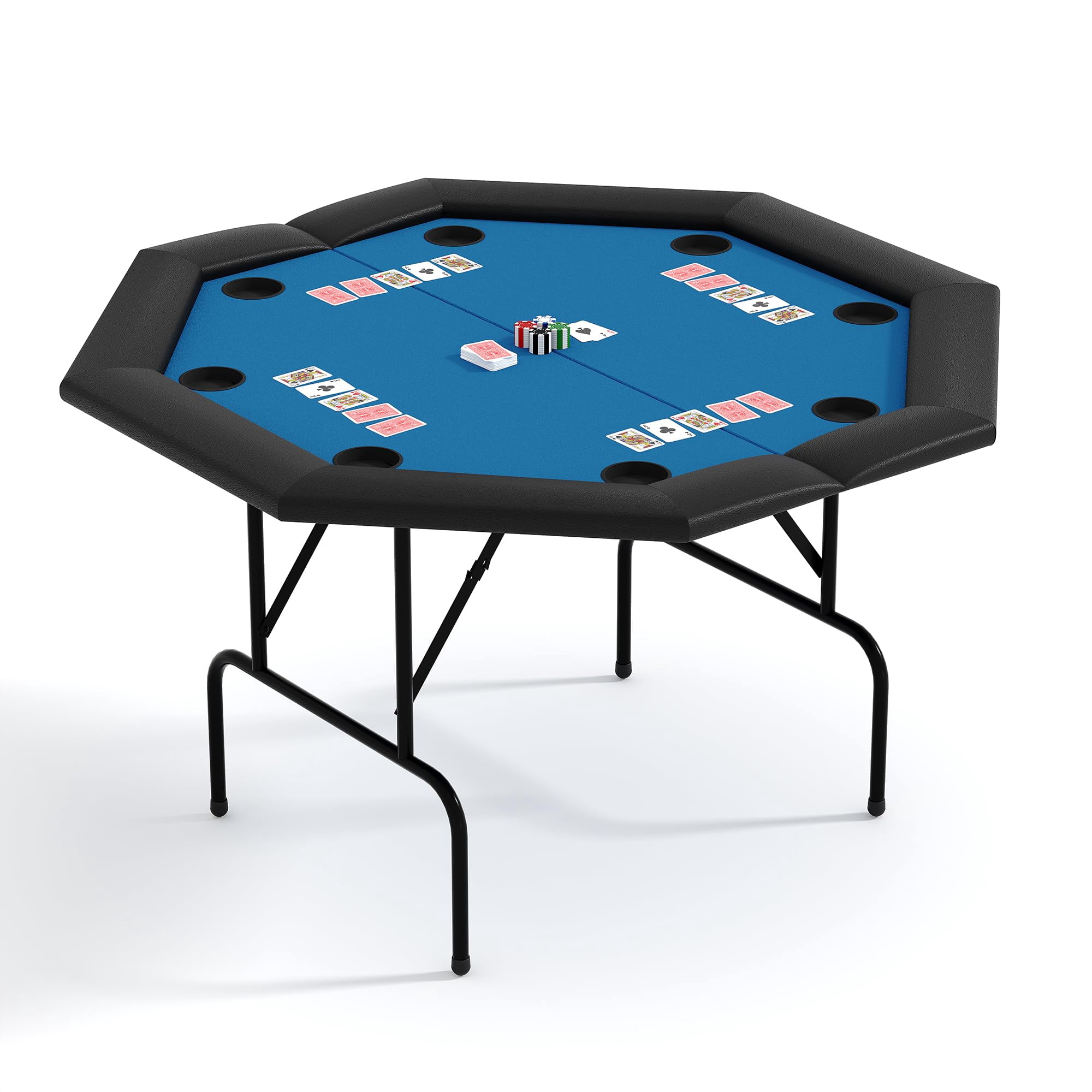 Table de poker pliable pour 10 joueurs avec lumières LED bleues, porte- gobelets en acier inoxydable et pieds pliables – Table de poker Texas Holdem Table de poker pliable pour 10 joueurs avec lumières LED bleues, porte- gobelets en acier inoxydable et pieds pliables – Table de poker Texas Holdem