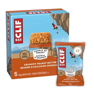 CLIF BAR Barres d'énergie, beurre de cacahuète, Granola Bar, Forte en protéines, contient 70% Ingrédients biologiques Boîte de 5 Barres