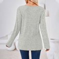 thumbnail image 4 of Birdeem Women's Solid Short Color Casual Long Sleeve New Round Neck Solid Color Panel Button Long Sleeve Loose, 4 of 12