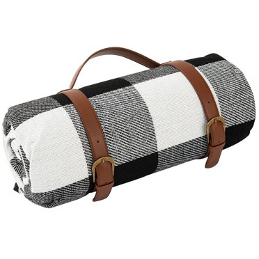 TopLLC Outdoor Picnic Blanket, 59"x79" Buffalo Grid 3-Layer Oxford Cloth Camping Mat with Carry Strap, Waterproof Foldable Lightweight Sand Free Beach Blanket for Spring Summer Camping Hiking Travel