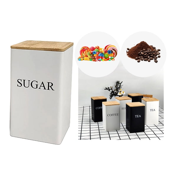Metal Kitchen Canister Set for Coffee Tea and Dry Food Storage with Secure Airtight Lids