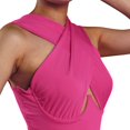 thumbnail image 5 of Women Criss Cross Tank Tops Sleeveless Solid Color Cutout Crop Tops, 5 of 5