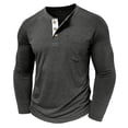 thumbnail image 4 of Yusimy Chandail Henley pour Homme à Manches Longues, Col Rond, Boutonné, Couleur Unie, avec Poche, Mode Décontractée, 4 of 6