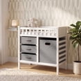thumbnail image 3 of Costway Wooden Baby Changing Table, Diaper Changing Station with 3 Fabric Storage Drawers Gray, 3 of 9