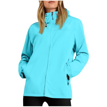Waterproof Jackets for Women Outdoor Clothing Women Ladies' Waterproof Hooded Pocket Zipper Jacket Outdoor Mountaineering Clothing Sports Jacket Hooded Jackets for Women Sports Jackets for Women