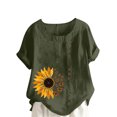 thumbnail image 1 of CEHVOM T-Shirt Ample Décontracté d'Été pour Femme à Col Rond, Manches Courtes, Imprimé Floral, 1 of 5