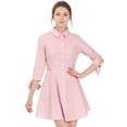 thumbnail image 1 of INSPIRE CHIC Robe-Chemise Patineuse en Coton pour Femmes à Col, Manches 3/4, Boutonnée, 1 of 2