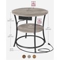 thumbnail image 5 of VASAGLE Side Table, 2-Tier Round End Table with Power Outlets, Nightstand with Steel Frame for Small Spaces, Living Room, Bedroom, Heather Greige and Ink Black, 5 of 5