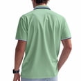 thumbnail image 4 of Weiqiqre Men Shirts Short Sleeve Button Down Shirts Classic Stripe Golf Polo Collared Work Shirts, 4 of 9