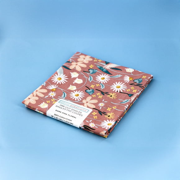 FABRIC CREATIONS Pre-Cut Cotton, 1/1.8 m (2 yd) × 106.7 cm (42 in), Pink Floral, 18x21