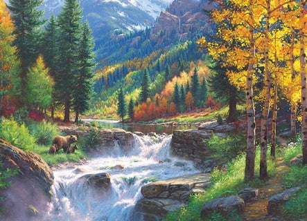 Cobble Hill 500 Piece Puzzle - Bear Falls - Sample Poster Included