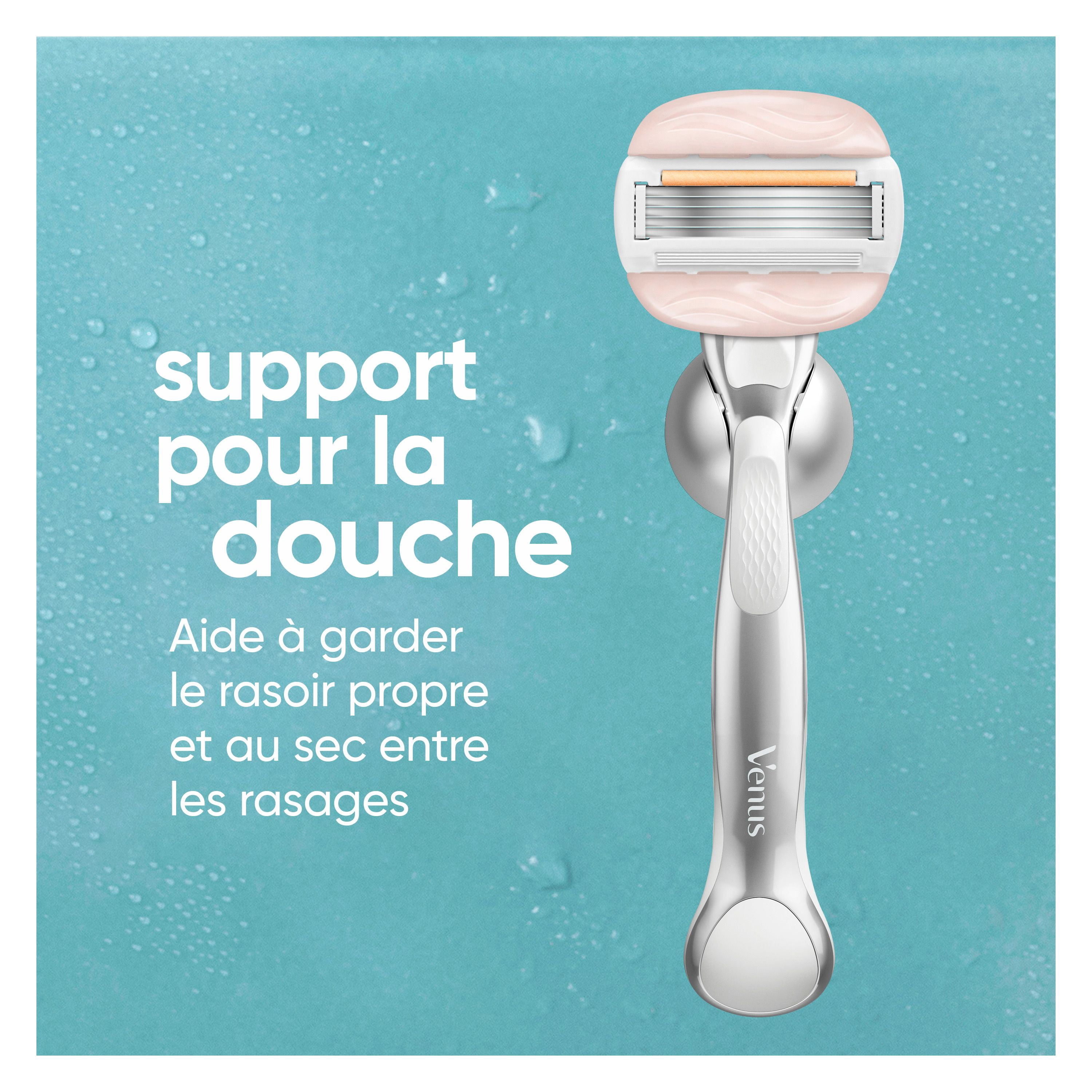 Venus Moistureglide Women's Razor, Reusable Handle, 2 Razor Blade Refills and Shower Holder