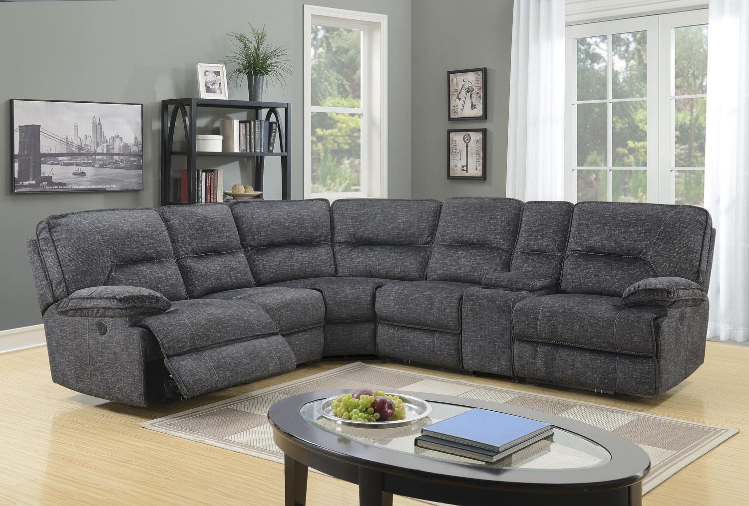 K-LIVING MARYLAND FABRIC SOFA SECTIONAL IN GREY