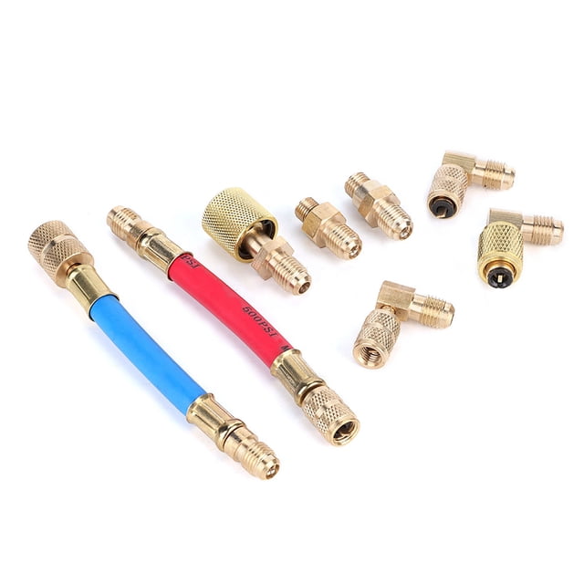 Air Conditioning Refrigeration Kit Air Conditioning Refrigeration Connector Adapter Hoses Refrigeration Connector Adapter Refrigeration Connector Adapter Kit 8pcs/Set Air