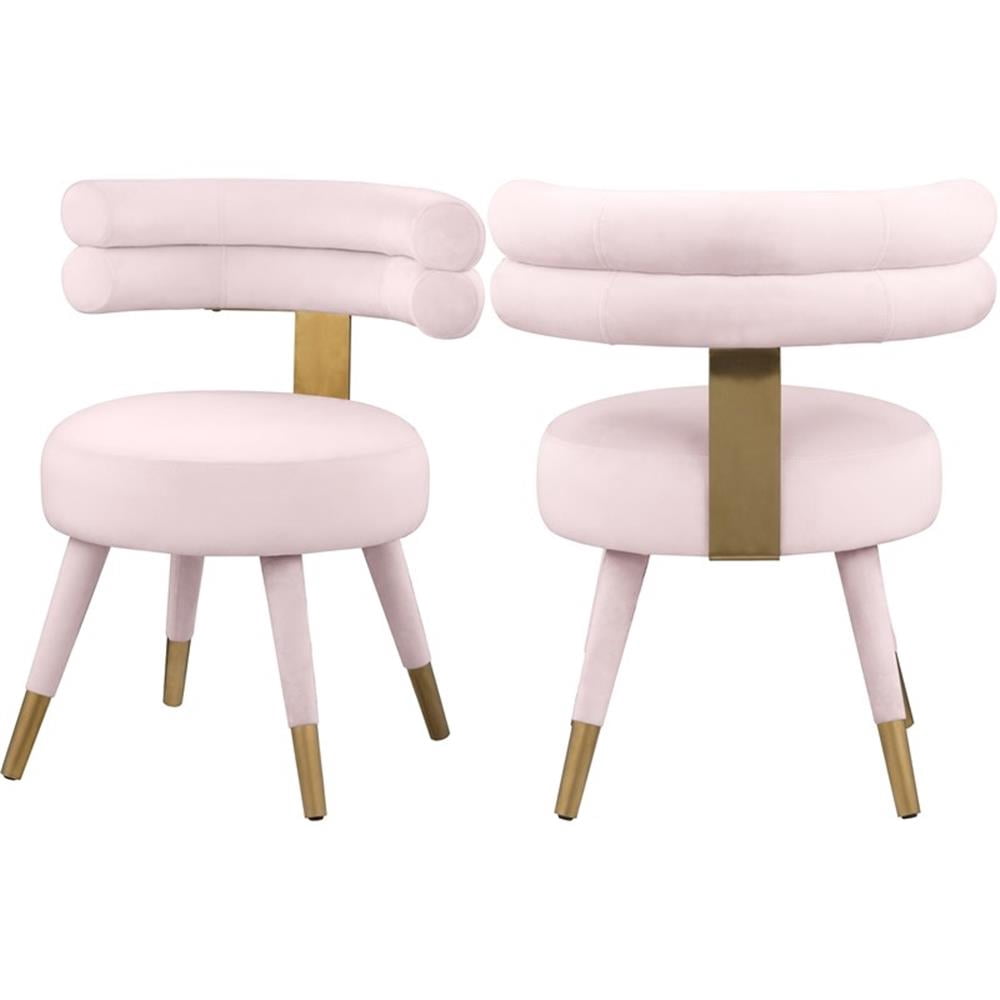 Meridian Furniture Fitzroy Pink Velvet Dining Chair (Set of 2)