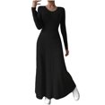 thumbnail image 1 of Yuyuzo Robes Chandails pour Femmes Décontractées d'Automne à Manches Longues, Coupe Ample, Robe T-Shirt Plissée, Bureau, Confortable, Robe Maxi Évasée, 1 of 7