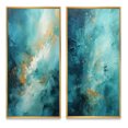 thumbnail image 2 of Designart "Turquoise Calm II" Abstract Landscapes Framed Wall Art Set Of 2 - Teal Landscapes Gallery Wall Frame Set For Home Decor, 2 of 6