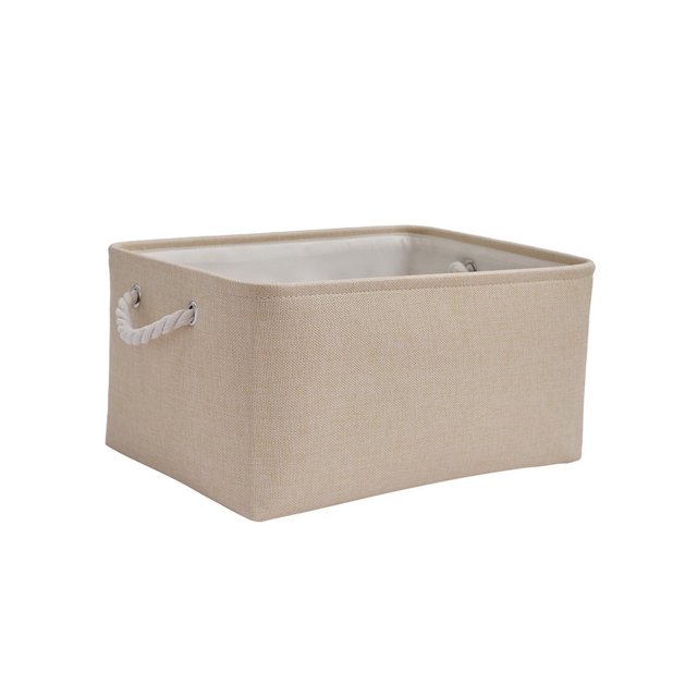 relayinert Contenant de Rangement pour l'Organisation et Poignée en Corde Robuste Boîte de Rangement Pliable Beige 31*21*13 1 Ensemble