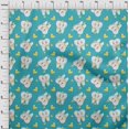 thumbnail image 4 of oneOone Cotton Silk Turquoise Blue Fabric Asian Kawaii Rabbit Sewing Material Print Fabric By The Yard 42 Inch Wide, 4 of 4