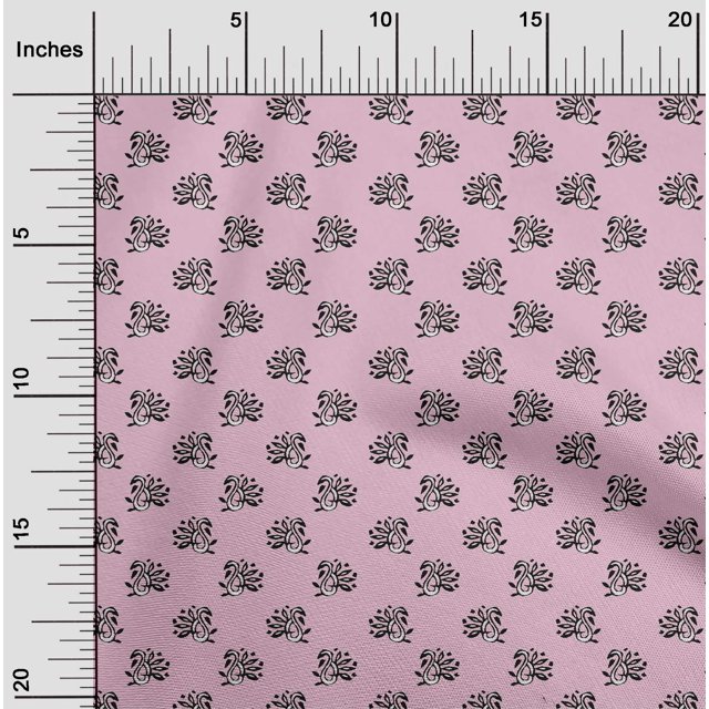 oneOone Cotton Poplin Fabric Paisley Block Printed Fabric 1 Yard 56 Inch Wide