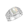 thumbnail image 4 of RYLOS Men's Rings Sterling Silver Designer Nugget Ring Oval 9X7MM Gemstone & Diamonds  Opal October Birthstone Rings For Man Size 9, 4 of 7