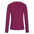 thumbnail image 5 of Qertyioot T-Shirt Blouse Côtelé Ajusté Extensible à Manches Longues pour Femme, Mode d'Automne, Haut Basique Uni, 5 of 5