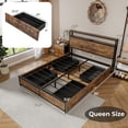 thumbnail image 3 of Gymax Queen Industrial Platform Bed Frame w/ Storage Drawers & LED Lights Headboard, 3 of 10