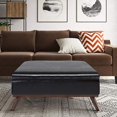 thumbnail image 2 of SIMPLIHOME Owen Table Basse Carrée de 36 Pouces de Large avec Dessus Relevable et Rangement, Pouf Repose-Pieds de Cocktail en Similicuir Aéré Brun Tanners Rembourré, Style Milieu du Siècle Moderne, Salon, 2 of 5
