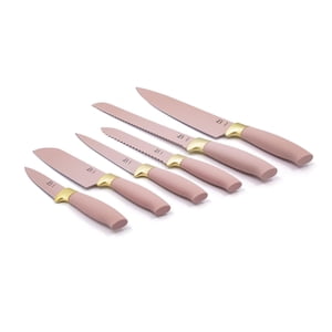Beautiful 6-Piece Rose Champagne Gold Knife Set