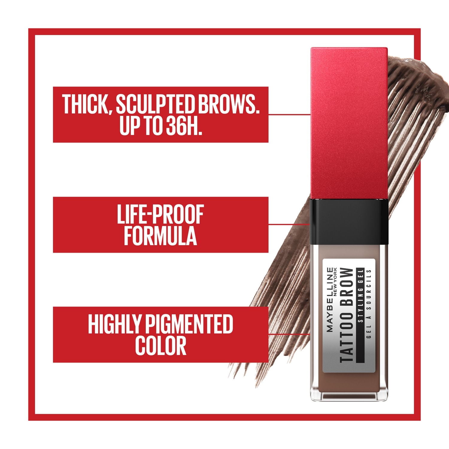 Maybelline Gel Tattoo Brow 3 Jours, hydrofuge, couleur ultrapigmentée
