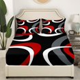 thumbnail image 3 of Erosebridal Black and White Red Full Sheet Sets, Abstract Line Bedding Full Size, Geometry Home Decor 4pcs, 3 of 7