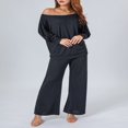 thumbnail image 4 of Ensemble de Hauts en Tricot à Épaules Dénudées et de Pantalons à Jambes Larges pour Femmes, 4 of 8