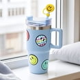 thumbnail image 2 of Kids Blue 20oz Stainless Steel Tumbler with Straw, Smiley Straw Topper & 6 Removable Smiley Stickers, 2 of 6