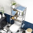 thumbnail image 3 of Étagère de Rangement 2/3 Niveaux au-Dessus de la Toilette, Étagères de Salle de Bain en Métal, Économiseur d'Espace Autoportant au-Dessus de la Toilette avec Crochets et Porte-Papier pour Salle de Bain, 3 of 8