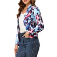 thumbnail image 4 of INSPIRE CHIC Women's Fitted Blazer Notch Lapel Printed Open Front Work Suit Jacket S Blue-Flower, 4 of 7