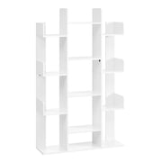 VASAGLE Bookshelf, Tree-Shaped Bookcase with 13 Storage Shelves, 33.9”L x 9.8”W x 55.1”H, White ULBC067W01