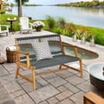 thumbnail image 1 of Gymax Wooden Rope Bench Loveseat Patio Garden Outdoor w/ Armrest & Backrest, 1 of 6