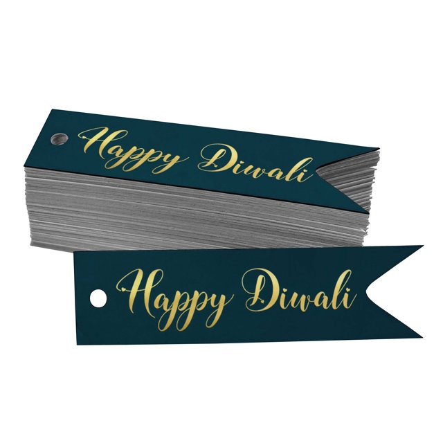 Inkdotpot Real Gold Foil Happy Diwali Tags Favor Hang Paper Tags 100 Pieces