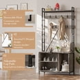 thumbnail image 4 of Hall Tree with Bench and Shoe Storage, 5 in 1 Coat Rack with Shoe Bench, Entryway Furniture with 8 Hooks, Farmfouse Style, 4 of 9