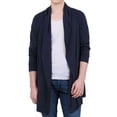 thumbnail image 1 of INSPIRE CHIC Men's Sweaters Shawl Collar Pockets High-Low Hem Long Cardigan 40 Blue, 1 of 7