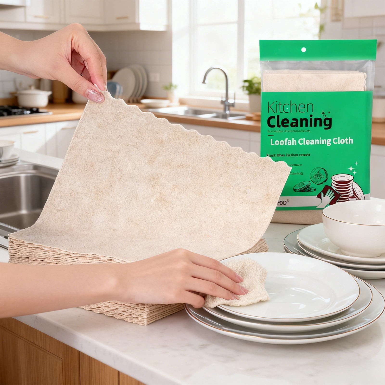 Microfiber Kitchen Dishcloth, Absorbent Degreasing Mesh Dishrag, Reusable Quick Dry Cleaning Cloth for Household, 10-Pack for Dishwashing and Surface Wiping