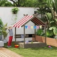 thumbnail image 2 of Outsunny Bac à Sable Extérieur avec Housse pour 3-7 Ans, Cour Arrière, Gris, 2 of 10
